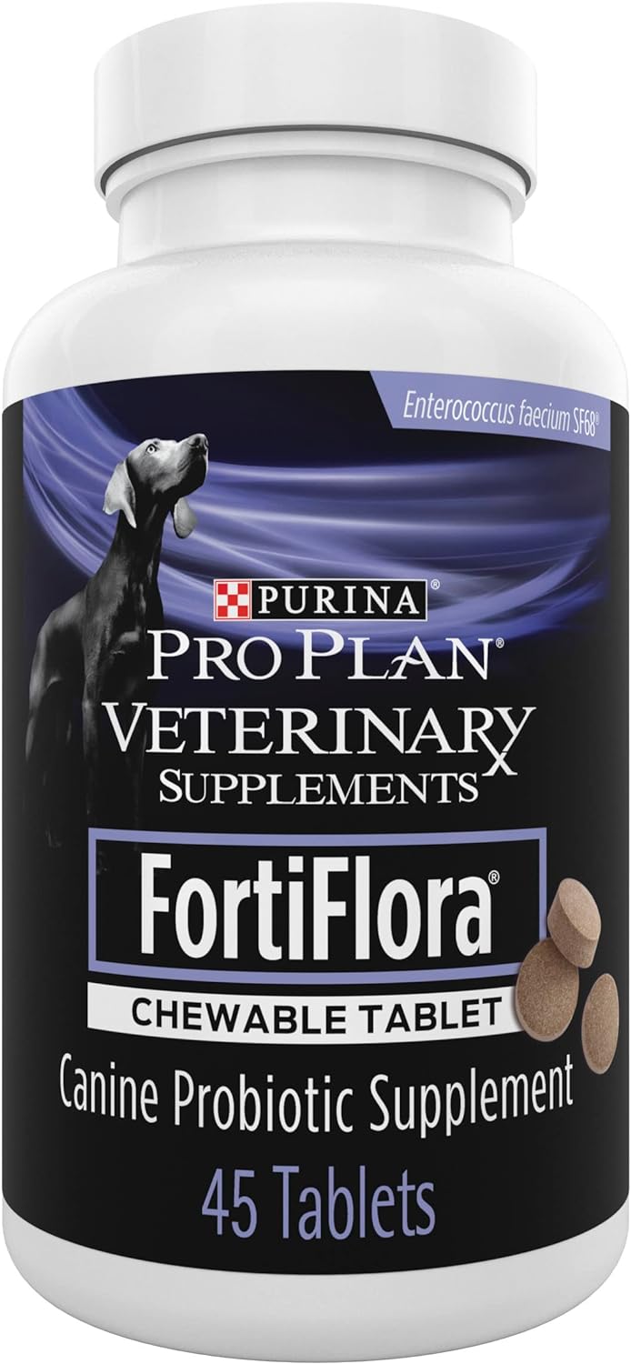 Purina Pro Plan Veterinary Supplements FortiFlora Chewable Dog Probiotic Supplement Tablets - 45ct Canister
